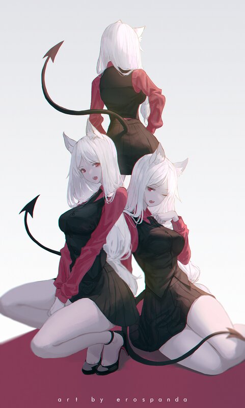 Three White-haired Girls — White, Calm