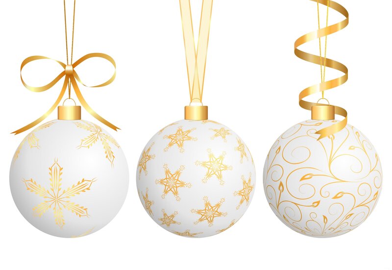 Three White Ornaments