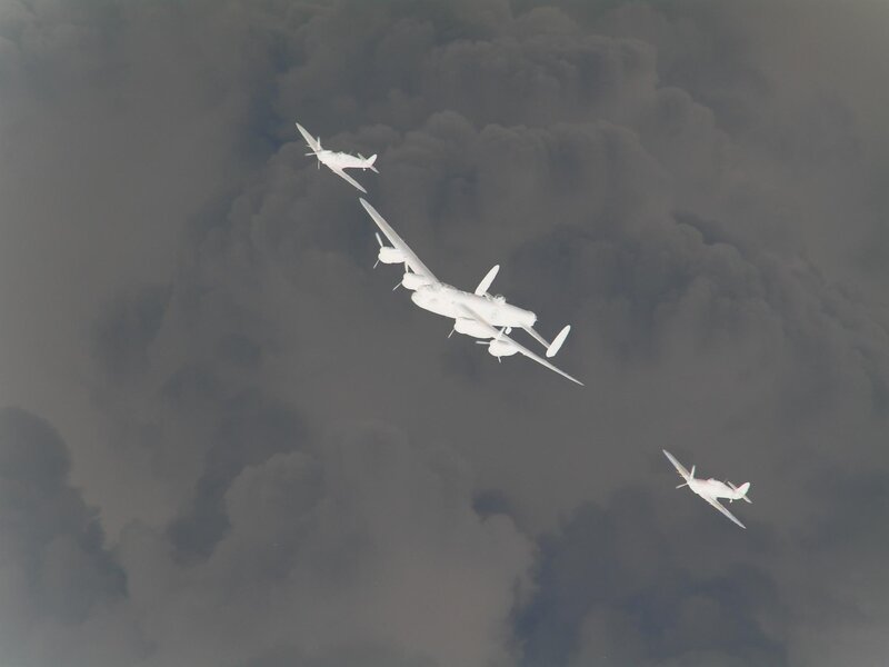 Three White Planes in Sky