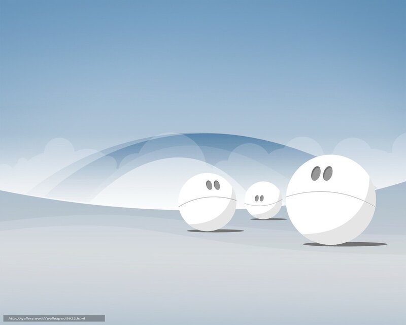 Three white spheres on a plain