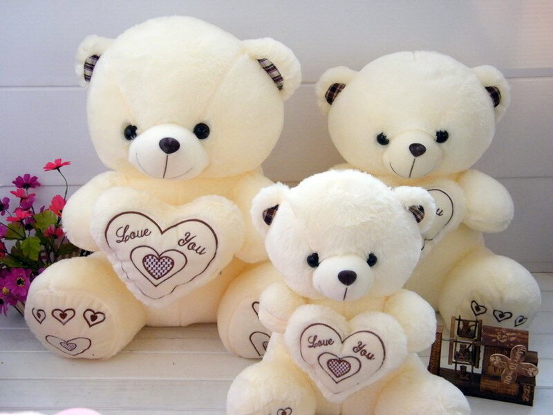 Three White Teddy Bears