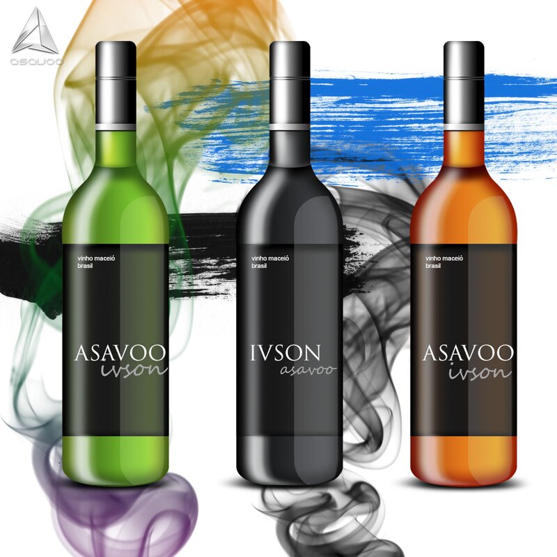 three wine bottles with labels
