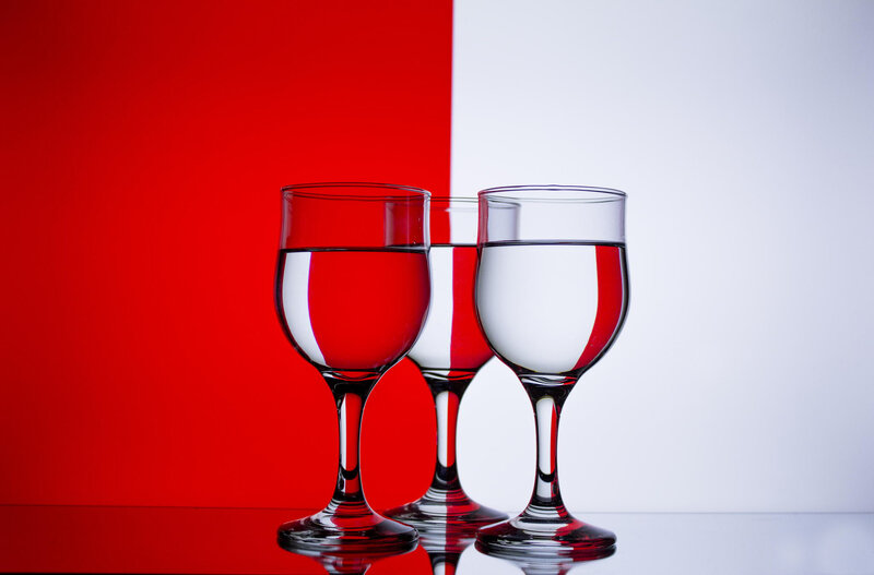 Three Wine Glasses — Red, Minimalist