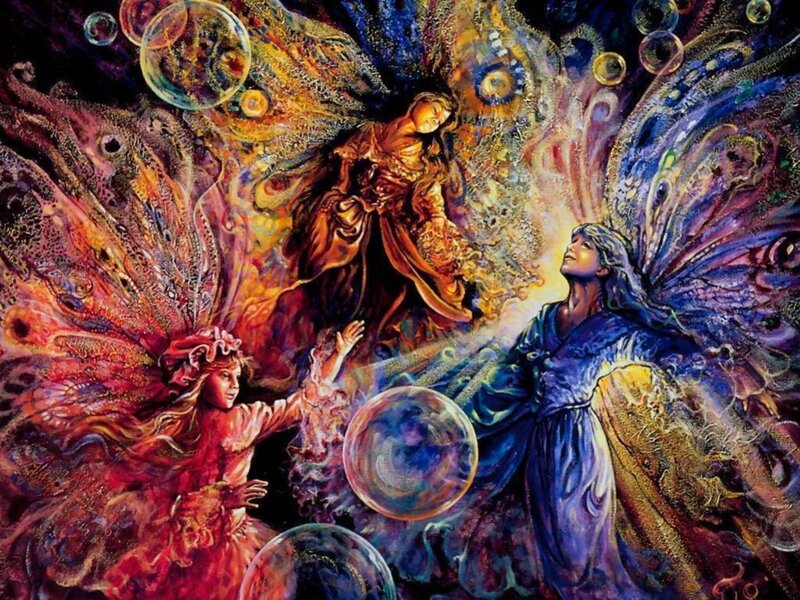 Three Winged Figures — Blue