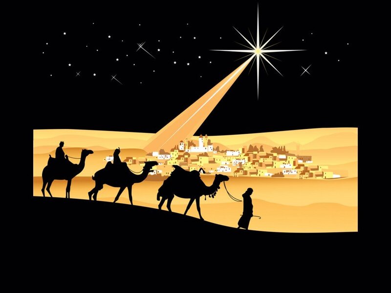 Three Wise Men on Camels — Black, Dramatic, Night