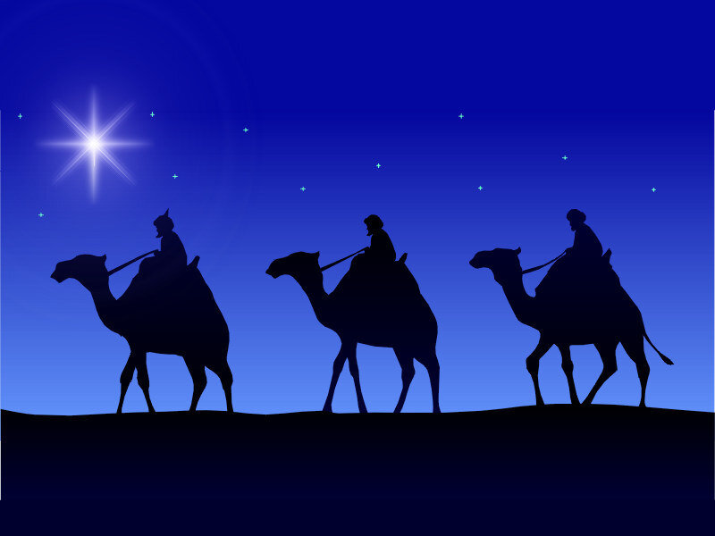 Three Wise Men on Camels — Blue