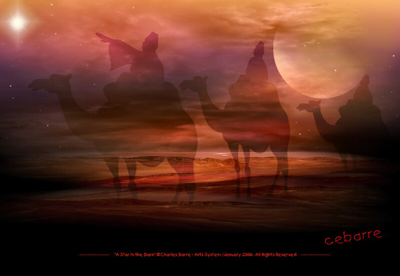 Three Wise Men on Camels — Orange, Dramatic