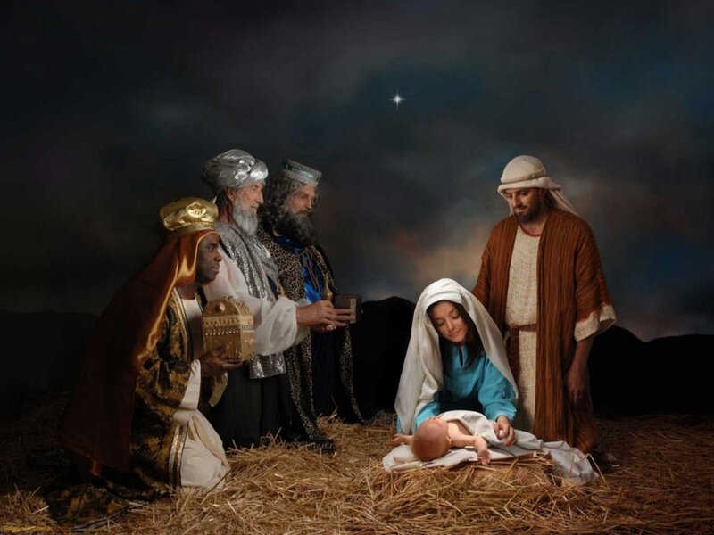 Three Wise Men Visiting Baby — Brown, Serene