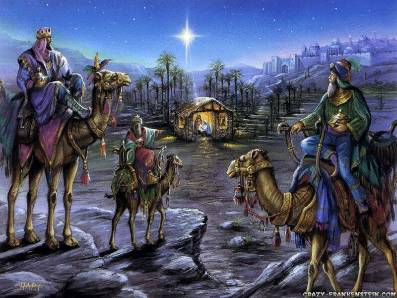 Three Wise Men visiting Jesus