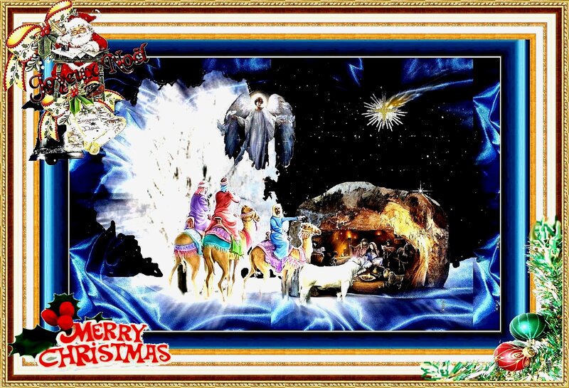 Three Wise Men Visiting Manger