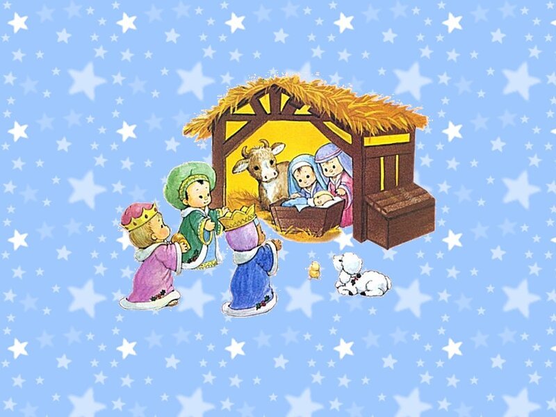 Three Wise Men Visiting Nativity