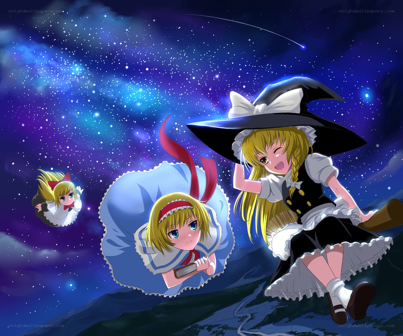 Three witches in the night sky