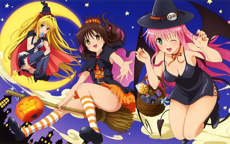 Three Witches on Broomsticks