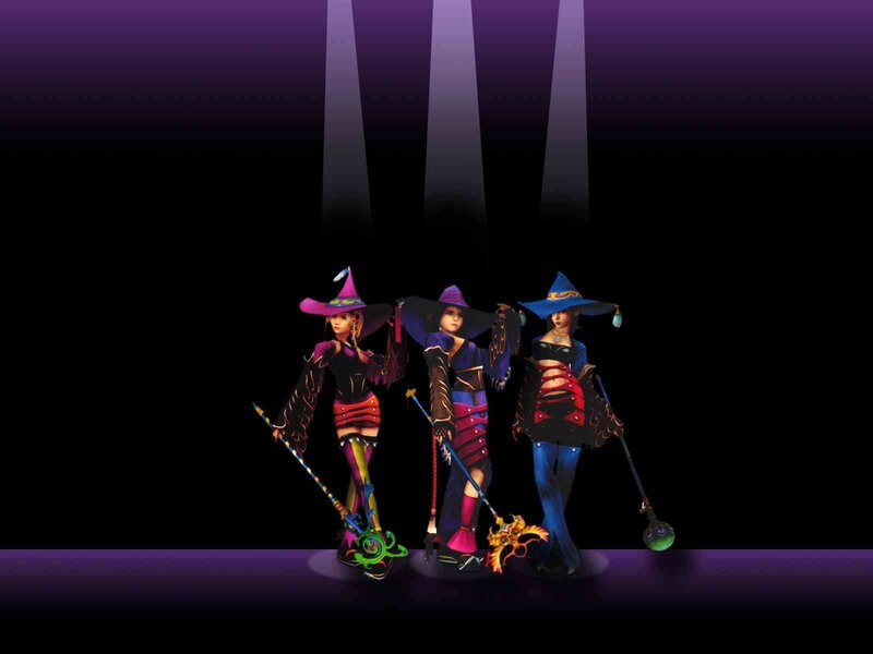 Three Witches on Stage — Purple