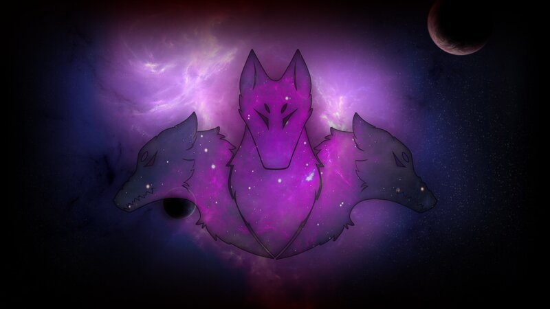 Three Wolf Heads — Purple