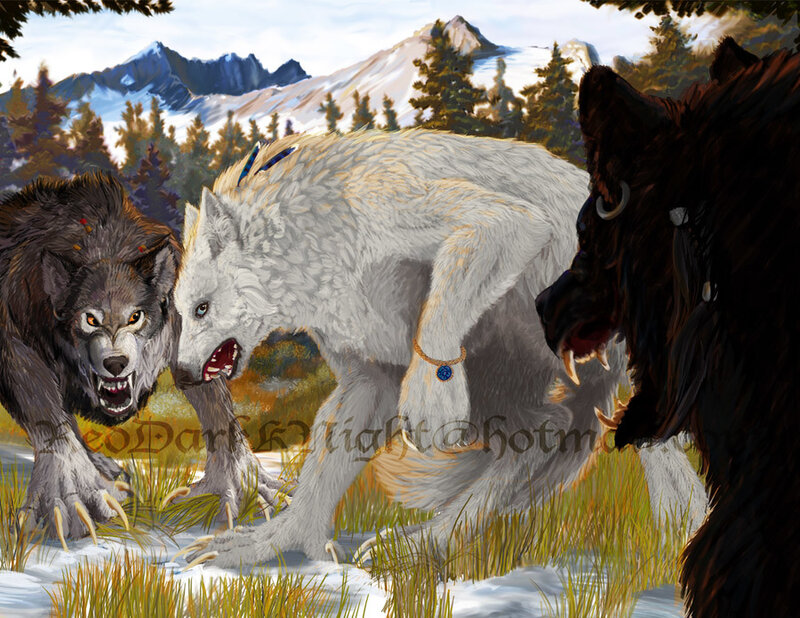 Three Wolves in Confrontation