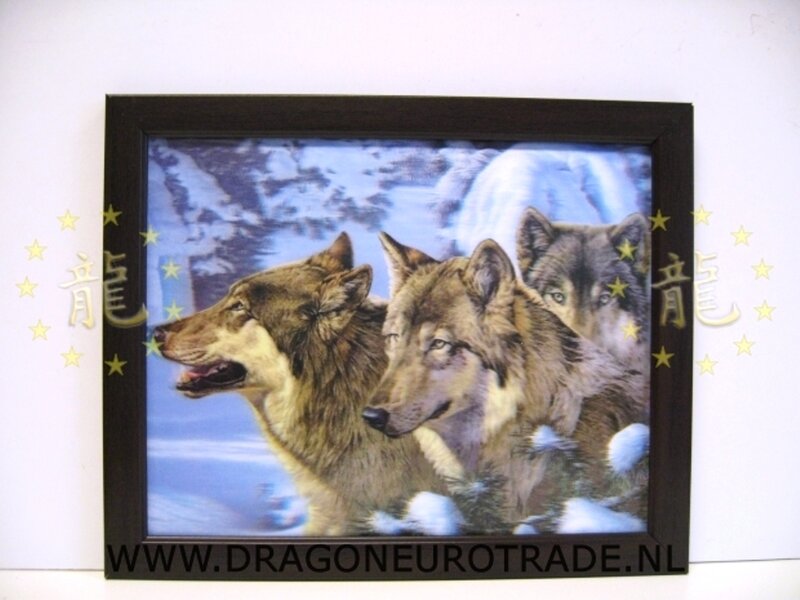 Three Wolves in Snow — Brown, Calm