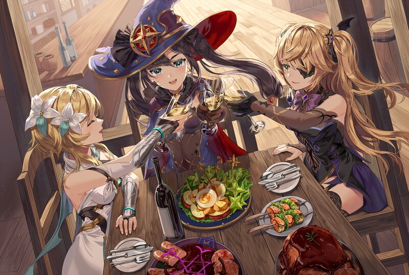 Three Women at a Dinner Table