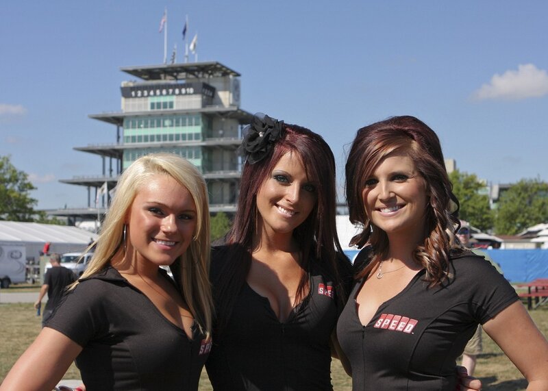 Three women at a race track