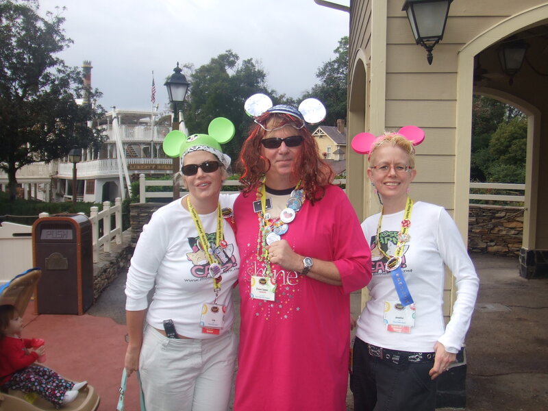 Three women at a theme park