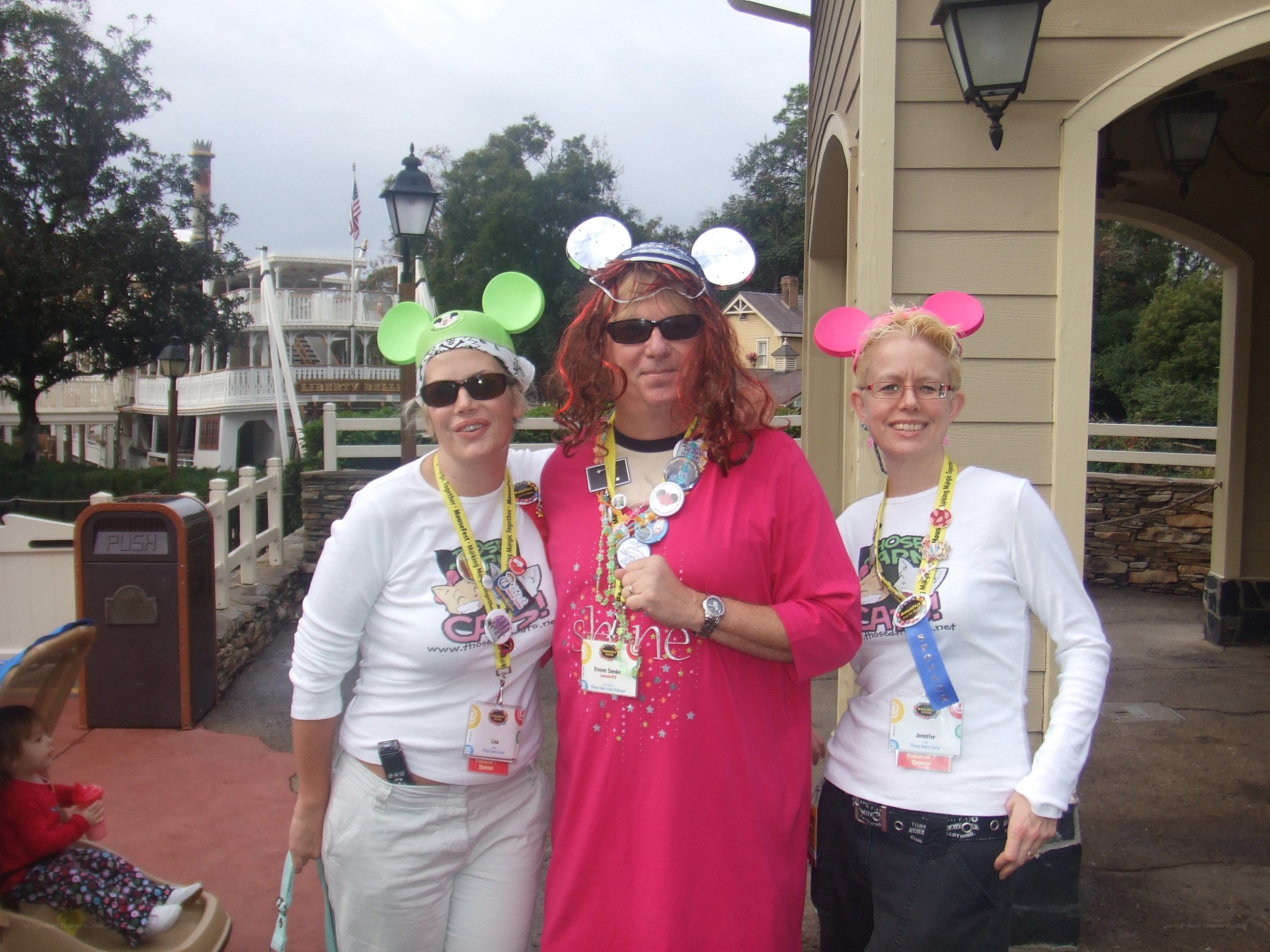 Three women at a theme park