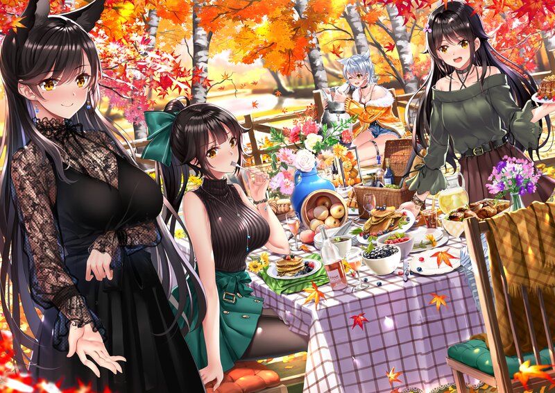Three Women at Picnic — Orange