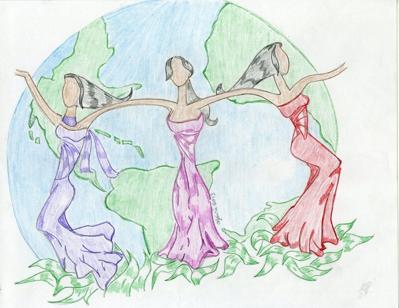 Three Women Dancing — Green