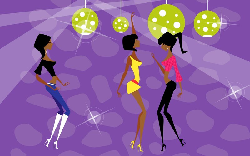 Three Women Dancing — Purple
