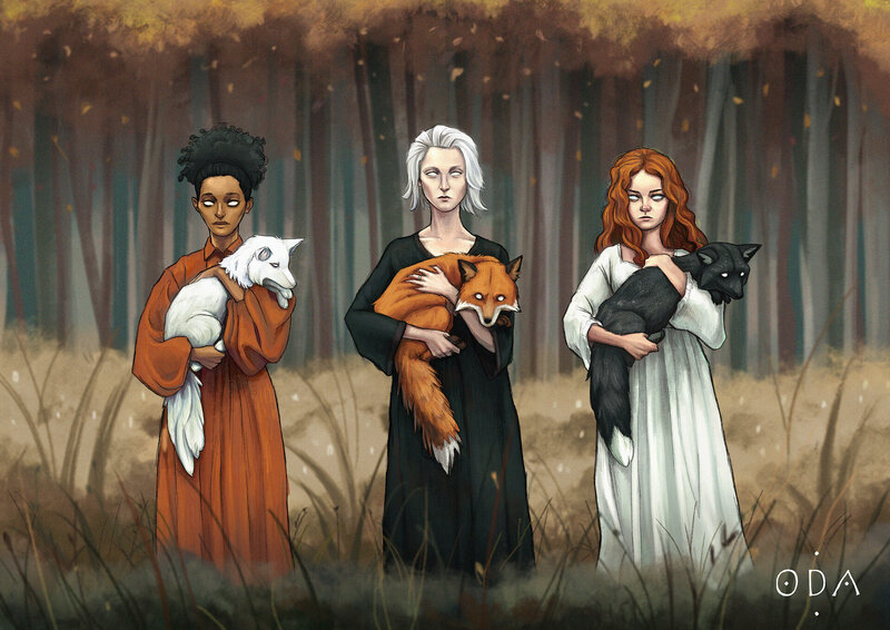 Three Women Holding Animals