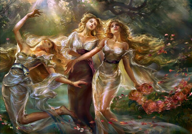 Three Women in a Forest — Gold