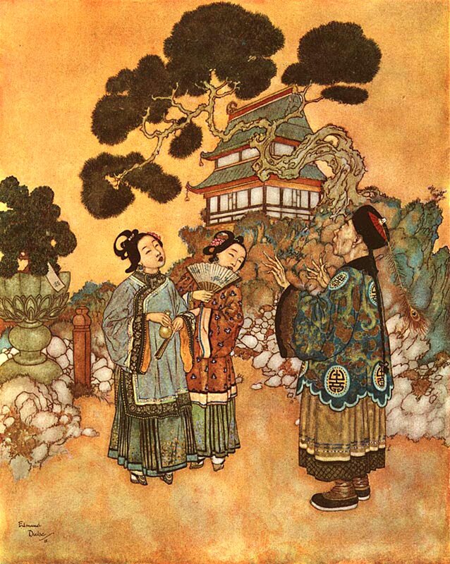 Three women in a garden