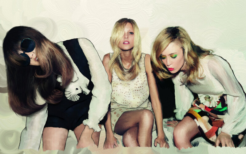 three women in artistic portrait
