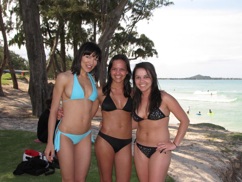 Three Women in Bikinis — Blue, Relaxed
