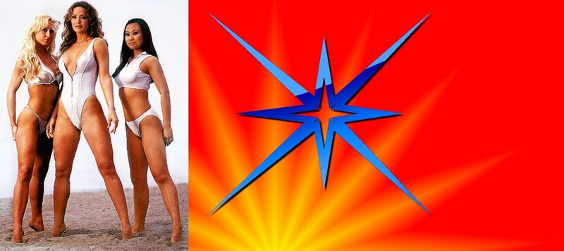 Three Women in Bikinis — Red