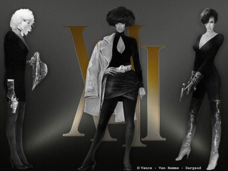 Three Women in Black Outfits — Dramatic, Digital Art