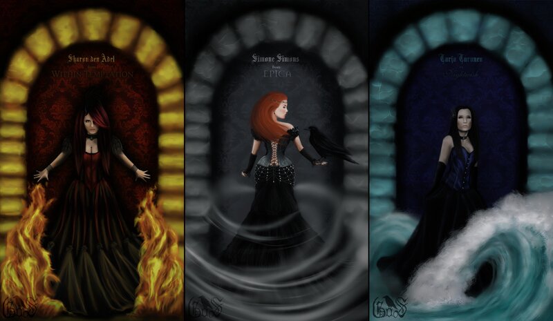 Three Women in Dark Dresses