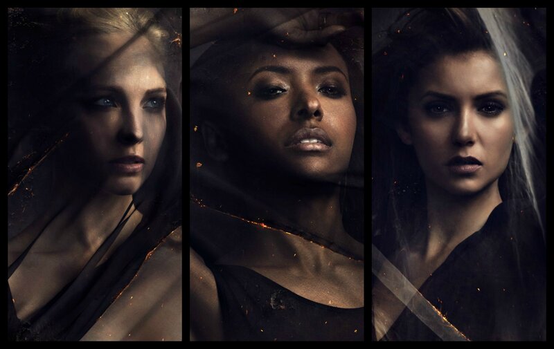 Three Women in Dark Fabric