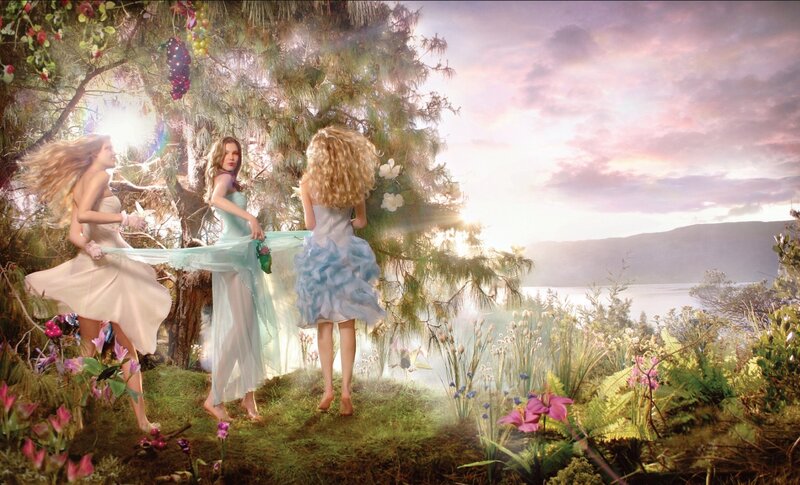 Three Women in Dresses — Green, Serene