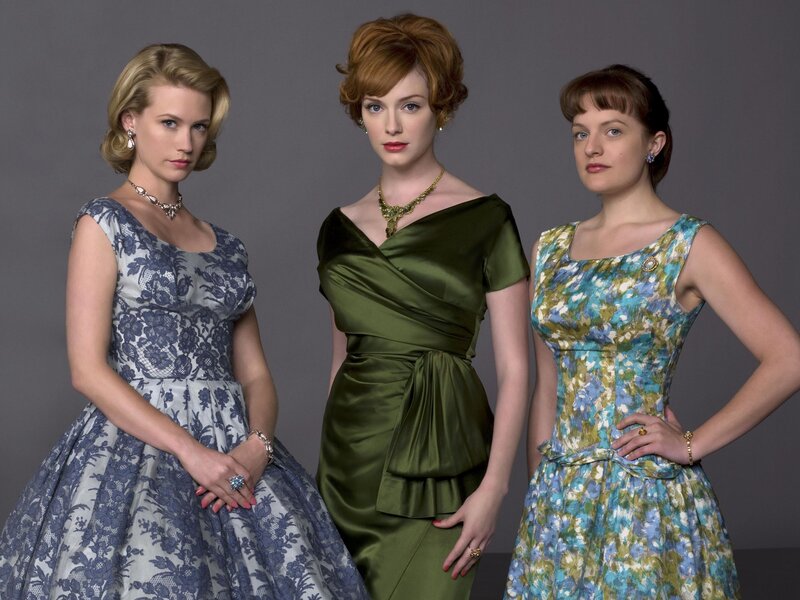 Three Women in Dresses — Green