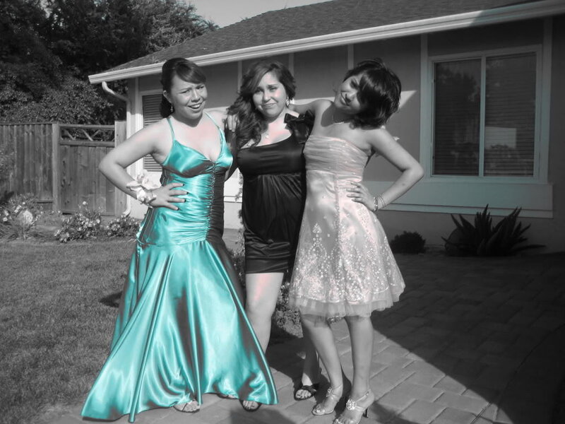 Three Women in Dresses — Teal