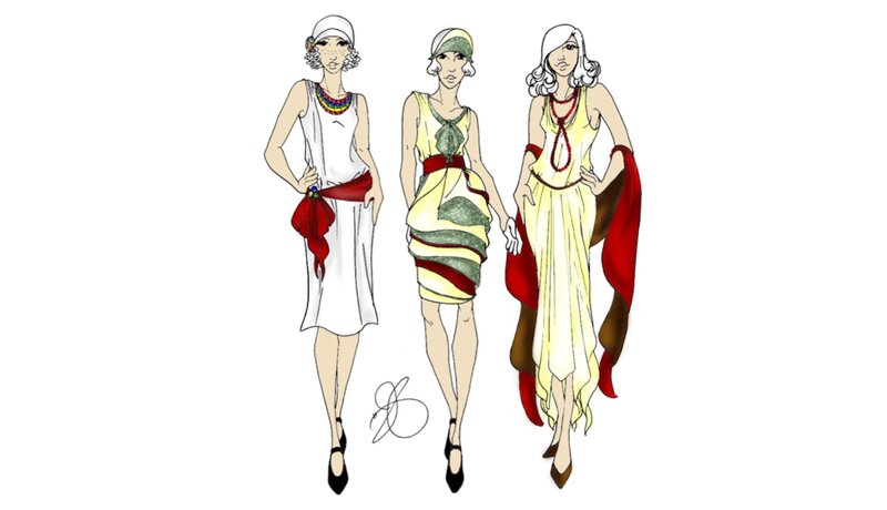Three Women in Dresses — White, Elegant