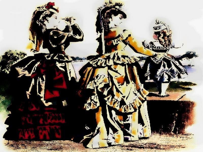 Three Women in Dresses — Yellow