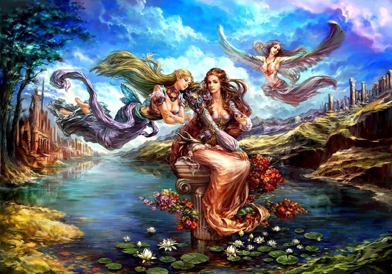 Three Women in Fantasy Scene