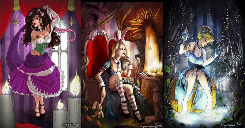 Three Women in Fantasy Scenes