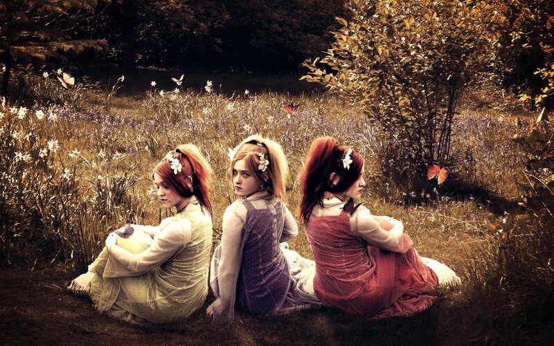 Three Women in Field — Brown