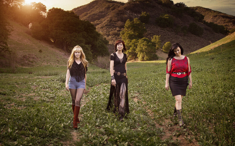 Three Women in Field — Green, Serene