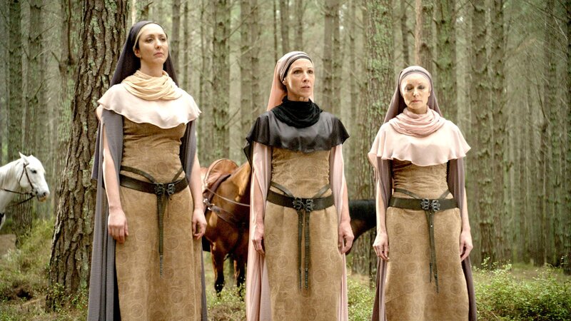 three women in forest