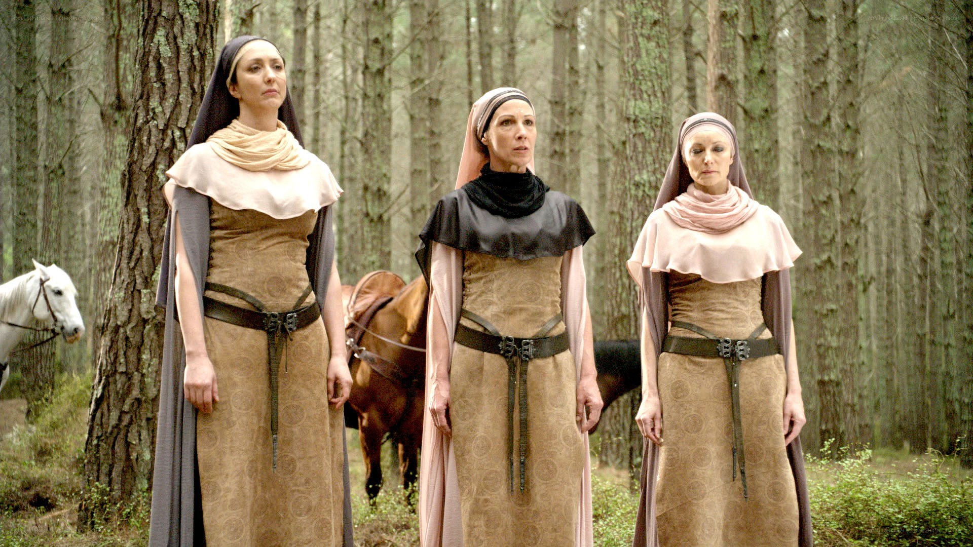 three women in forest