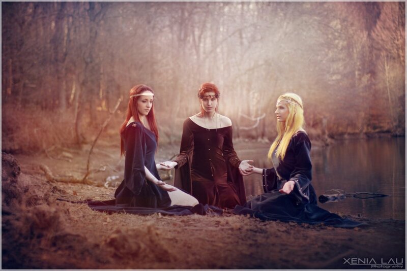 Three Women in Forest — Brown, Serene