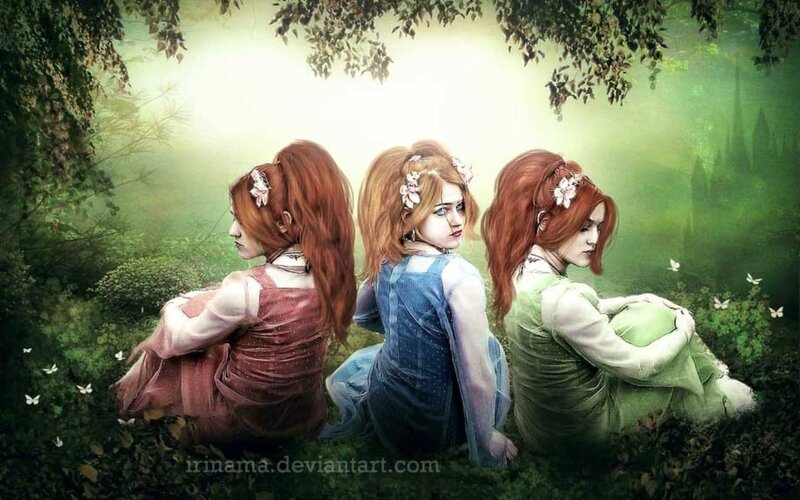 Three Women in Forest — Green